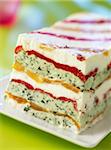 ricotta, marinated pepper, basil and honey terrine