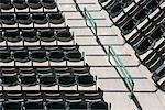 Empty stadium seating, overhead view