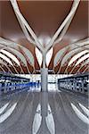 Colonne, toit poutre et structure détail de consignation de zone de l'aéroport International de Shanghai Pudong, Tangwan, Shanghai, Chine.