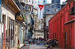 The Caribbean, West Indies, Cuba, Central Havana, colourful street