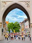 Germany, Bavaria; Munich; Karlsplatz arch; pedestrian area