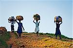 The Caribbean, Haiti, Port of Prince, Kenscoff mountains, women carrying food