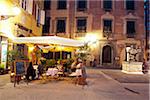 Italy, Tuscany, Lucca. The square with Puccinis monument in the middle