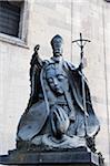 North America, Mexico, Mexico City, District Federal, statue of Pope John Paul II made entirely from old keys outside Cathedral Metropolitana