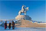 Mongolia, Tov Province, Tsonjin Boldog. A 40m tall statue of Genghis Khan on horseback stands on top of The Genghis Khan Statue Complex and Museum.