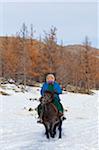 Mongolia, Ovorkhangai, Orkhon Valley. A Tourist on horseback.