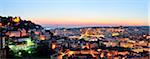 Le centre historique de Lisbonne, au crépuscule. Portugal