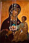 Sakhalin, Yuzhno-Sakhalin, Russia; An icon of the Madonna with Child