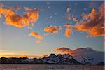 Sunset over the Salvesen Range at the southern end of South Georgia    a treeless sub-Antarctic island within the Polar Front.