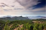 Teneriffa Insel und Roque Nublo gesehen von Pozo de Las Nieves. Gran Canaria, Kanarische Inseln