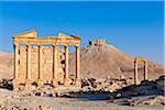 Syria, Homs Governate, Palmyra. Funerary Temple and Arab Citadel.