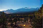 North America, USA, United States of America, Colorado, Rocky Mountain National Park, view of longs peak at night,  (MR)