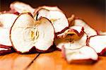 Close up of dried apple slices