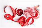 Close up of decorative red ribbons