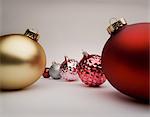 Red and gold Christmas decorations, studio shot