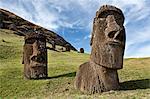 Moai statues, rano raraku, easter island, polynesia