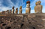 Moai statues, ahu tongariki, easter island, polynesia