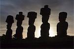 Moai statues, ahu nau nau, easter island, polynesia