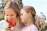 Mother and daughter enjoying their day in the nature together