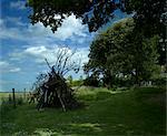 Wigwam of sticks in Lincolnshire garden, UK.