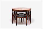 Teak Extending Table and Tripod Chairs Dining Set, Danish, manufactured by Frem Rojle. Designer: Hans Olsen