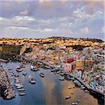 Overview of Corricella, Isle of Procida, Campania, Italy