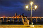 Gondoles et Grand Canal pendant la nuit, Venise, Vénétie, Italie