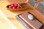 Fresh Red Apple In Wooden Container On Table