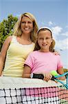 Mother and Daughter at Tennis Net, portrait