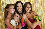 Well-dressed teenager girls at school dance, portrait