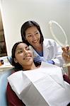 Teenage girl (13-16) with dentist in surgery