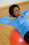 Woman Doing Sit-Ups With Exercise Ball