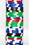 Stack of gambling chips, close-up