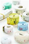 Rolls of measuring tape, close-up