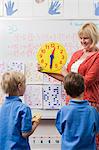 Teacher Teaching Kids to Tell Time