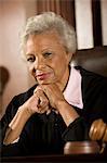 Female judge sitting in court, portrait