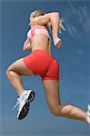Woman jogging, low angle