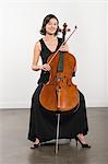 Full length portrait of cello player