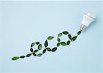 Word "eco" made of leaves and LED bulb