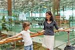 Mother and daughter in airport