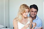 Couple looking at pregnancy test