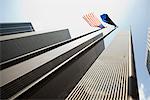 Low angle view of skyscrapers, New York City, New York, USA