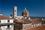 Une vue sur les toits de carrelage pour le Dôme et le Campanile, Florence, UNESCO World Heritage Site, Toscane, Italie, Europe