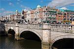 River Liffey and O'Connell Bridge, Dublin, Republic of Ireland, Europe