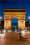 Traffic around Arc de Triomphe, Avenue des Champs Elysees, Paris, France, Europe