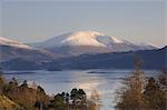 View from Grange road over Derwentwater to Saddleback [Blencathra], Lake District National Park, Cumbria, England, United Kingdom, Europe