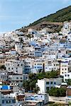 Blick über die Stadt Chefchaouen (Chaouen), Tangeri-Tetouan-Region, Rif-Gebirge, Marokko, Nordafrika, Afrika