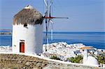 Bonis Windmill at the Folklore Museum in Mykonos Town, Island of Mykonos, Cyclades, Greek Islands, Greece, Europe
