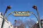 Traditional Parisian Metro sign, Paris, France, Europe