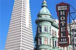 Trans America Building and Victorian Architecture, San Francisco, California, United States of America, North America